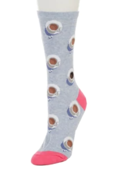 Women's Grey and Pink Coffee Socks - Jilly's Socks 'n Such
