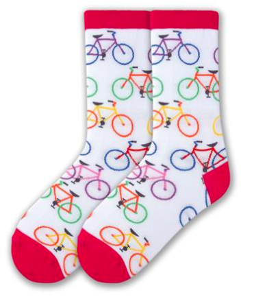 Women’s White Bicycles Socks - Jilly's Socks 'n Such