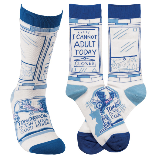 “I Cannot Adult Today” Socks - One Size - Jilly's Socks 'n Such