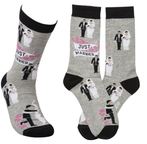 Bride and Groom Just Married Socks - One Size - Jilly's Socks 'n Such