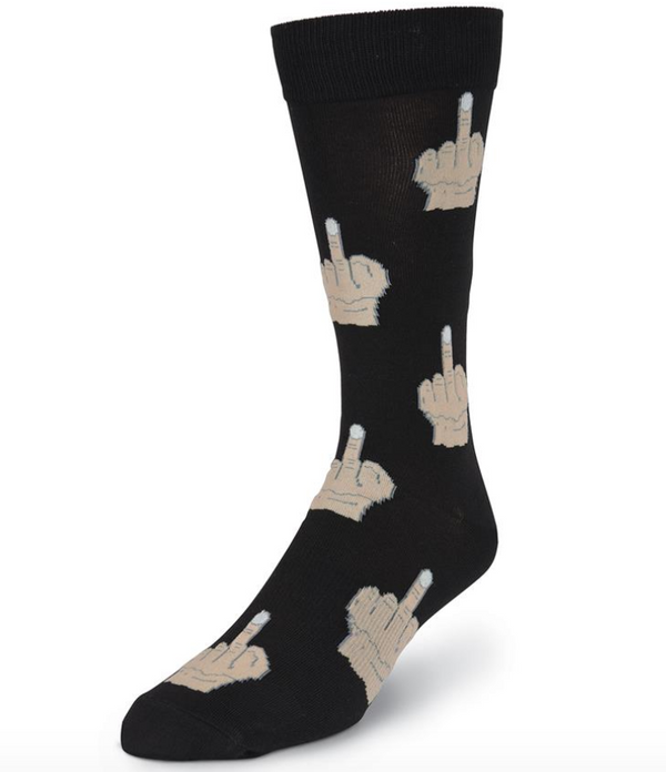 Men’s-Middle Finger Socks (grey & black & red) - Jilly's Socks 'n Such