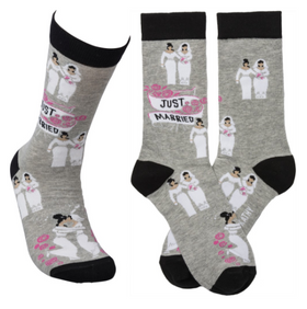Two Brides Just Married Socks - One Size