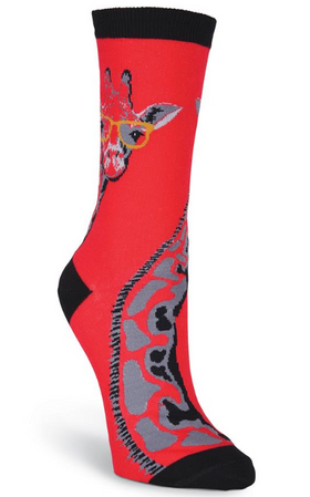 Women's Red Giraffe with Sunglasses Socks