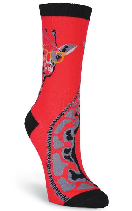 Women's Red Giraffe Socks - Jilly's Socks 'n Such