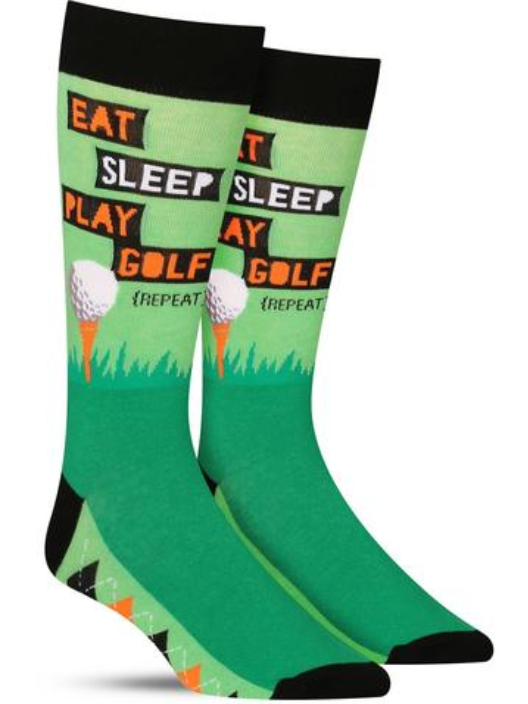 Men’s-Eat Sleep Golf Socks - Jilly's Socks 'n Such