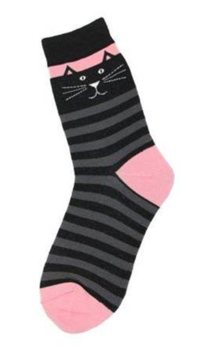 Women’s Black & Pink Kitty Cat Socks - Jilly's Socks 'n Such