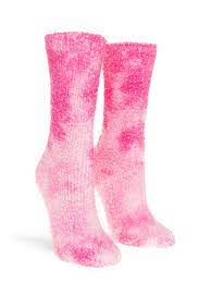 Women's Fuzzy Pink Soft and Dreamy Tie Dye Socks