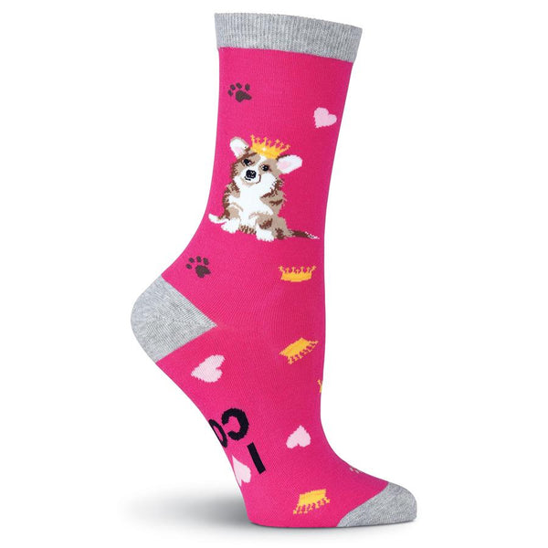 Women’s Corgi Pink Socks - Jilly's Socks 'n Such