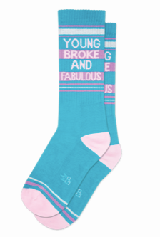 YOUNG BROKE AND FABULOUS gym crew sock