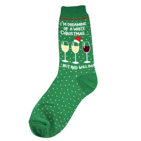 Women’s “White Christmas” Wine Socks - Jilly's Socks 'n Such