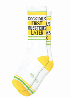 COCKTAILS FIRST QUESTIONS LATER gym crew sock