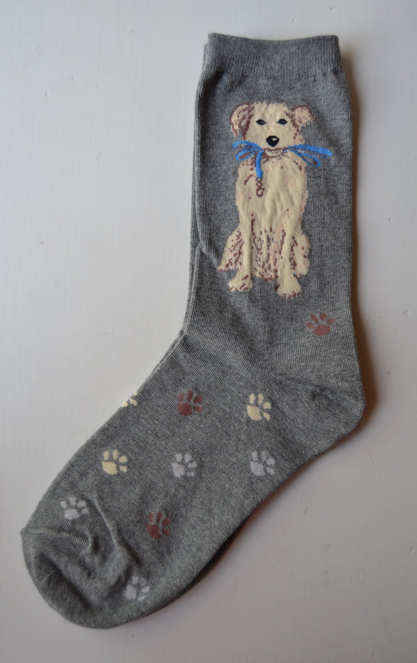 Women's Puppy Dog With Leash Socks - Jilly's Socks 'n Such