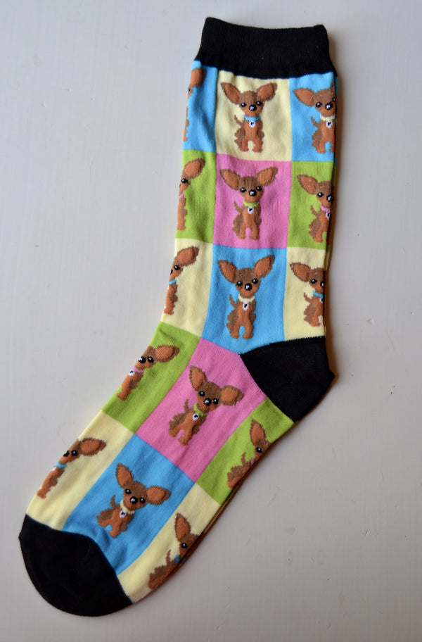 Women’s Block Chihuahua Puppy Socks - Jilly's Socks 'n Such