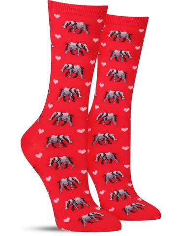 Women's Red Elephant Socks - HotSox - Jilly's Socks 'n Such