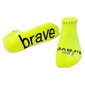 Notes to Self Socks “I am Brave” Yellow w/ Black - Large