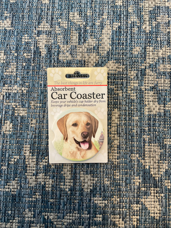 Dog Car Coasters - Yellow Labrador - Jilly's Socks 'n Such