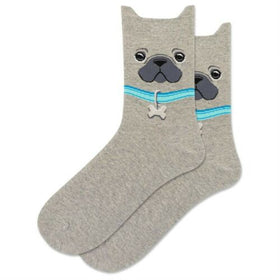 Women’s Grey Puppy Face Ankle Socks
