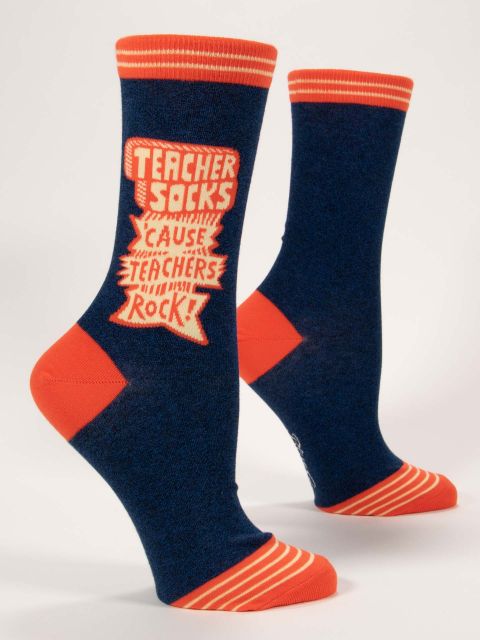 Women’s “Teacher Socks ‘cause Teachers Rock” Sock - Jilly's Socks 'n Such