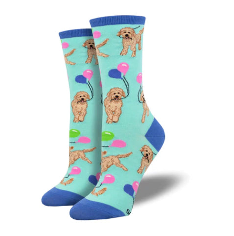 Women’s “Doodle Party” goldendoodle socks - Jilly's Socks 'n Such