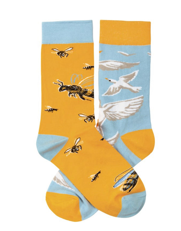 Birds and Bees Miss-Matched Socks - One Size - Jilly's Socks 'n Such