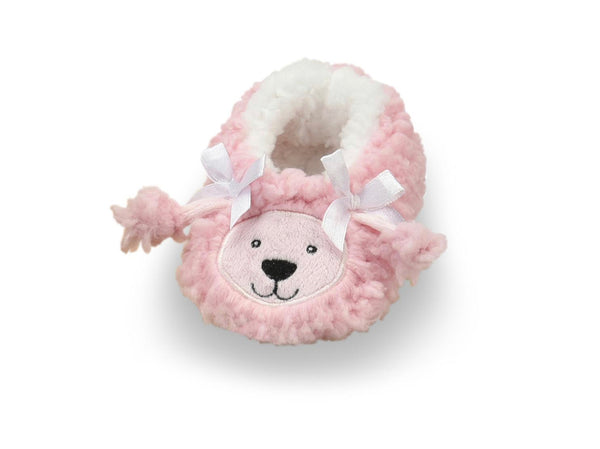 Snoozies! Baby Sherpa Animal Slippers- Pink Poodle - Jilly's Socks 'n Such