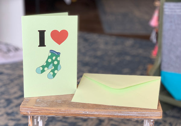 I ❤️ Socks Greeting Card - Jilly's Socks 'n Such