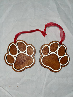 Paw Print Locally Made Laser Cut Wooden Ornament