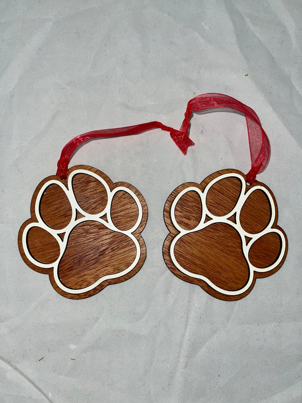 Paw Print Locally Made Laser Cut Wooden Ornament - Jilly's Socks 'n Such