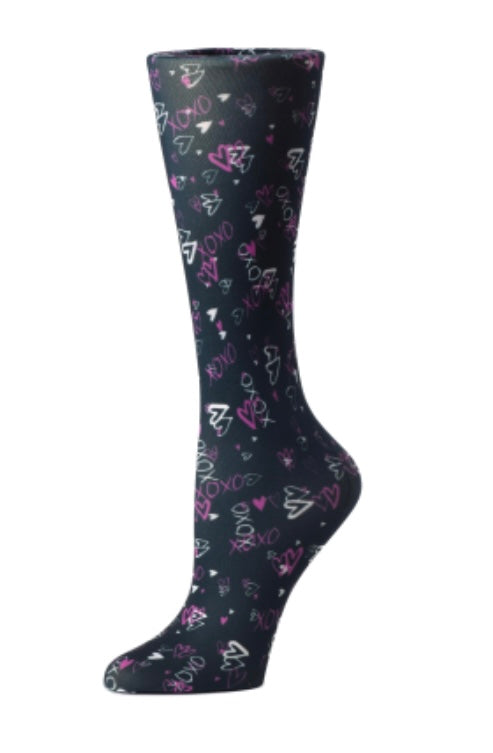 Cutieful Compression Socks-Purple Hearts XOXO - Jilly's Socks 'n Such