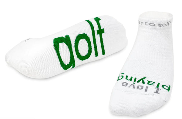 Notes to Self Socks “I love playing golf” White Multiple sizes - Jilly's Socks 'n Such