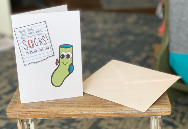 Greeting Card “Social distancing socks” Jilly’s Card - Jilly's Socks 'n Such