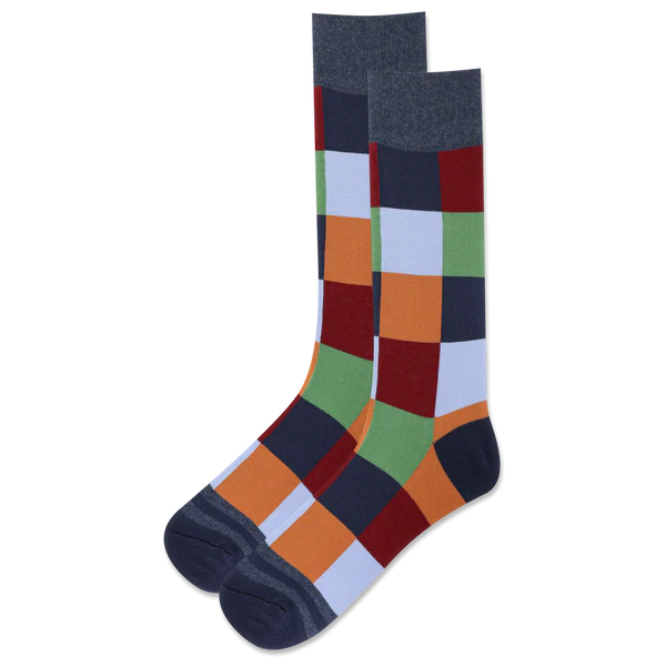 Men’s Multi Colored Square Socks - Navy - Jilly's Socks 'n Such