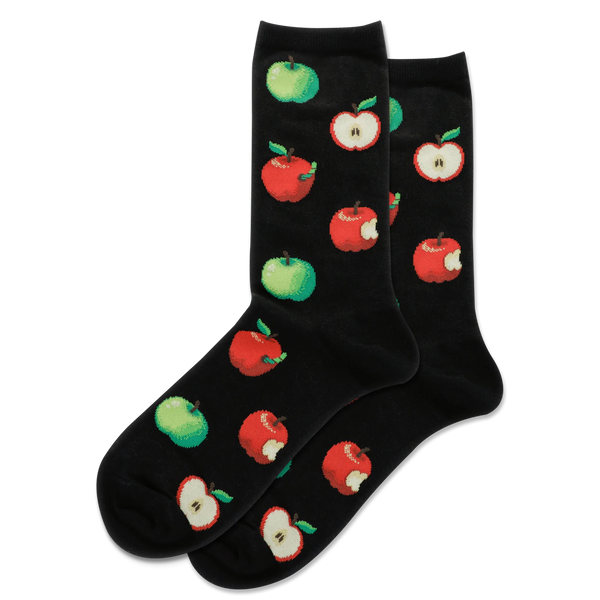 Women’s Apple Socks - Black - Jilly's Socks 'n Such