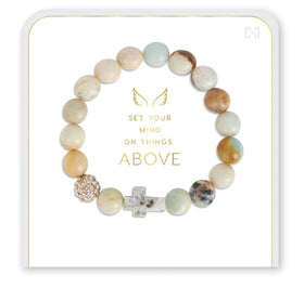 Stretch Cross Gemstone Bracelet- Mint