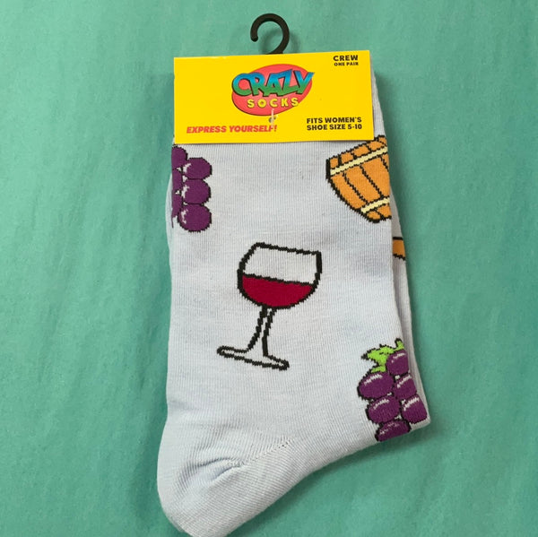 Women’s Wine, Grapes, & Barrels Socks - Jilly's Socks 'n Such