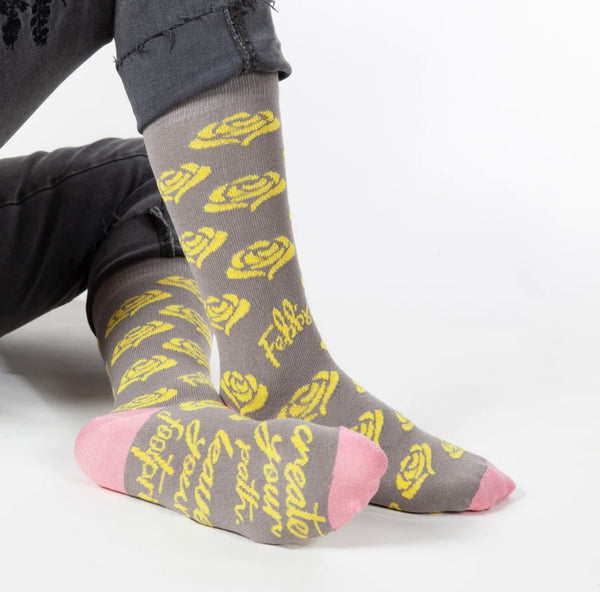 Women’s World’s Softest Socks - Grey “Create your own path. Leave your footprint.” - Jilly's Socks 'n Such