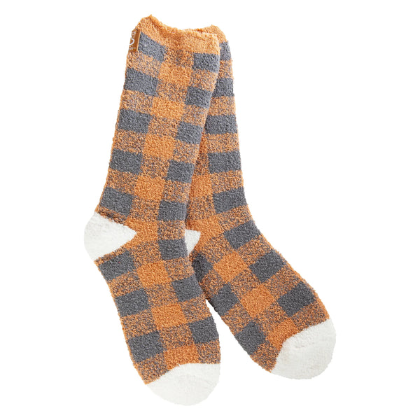 Women’s Worlds Softest Fuzzy Socks - Fall Gingham - Jilly's Socks 'n Such