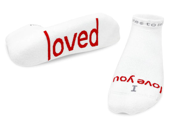 Notes to Self “I love you - LOVED” white Multiple sizes - Jilly's Socks 'n Such