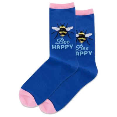 Women’s “Bee Happy” Socks - Navy - Jilly's Socks 'n Such