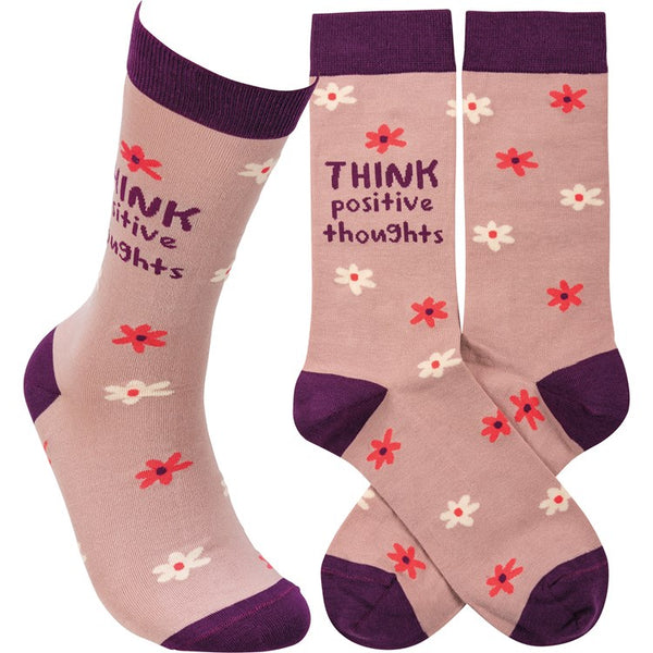 “Think Positive Thoughts” Inspirational Socks - One Size - Jilly's Socks 'n Such