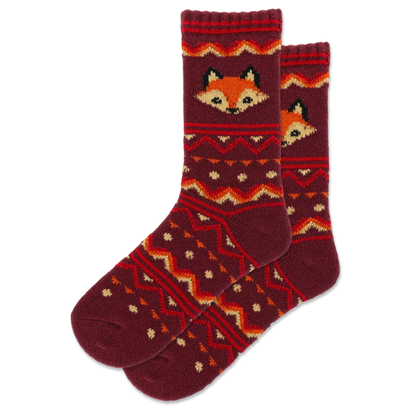 Women’s Fuzzy Fox Fairisle Boot Socks - Jilly's Socks 'n Such