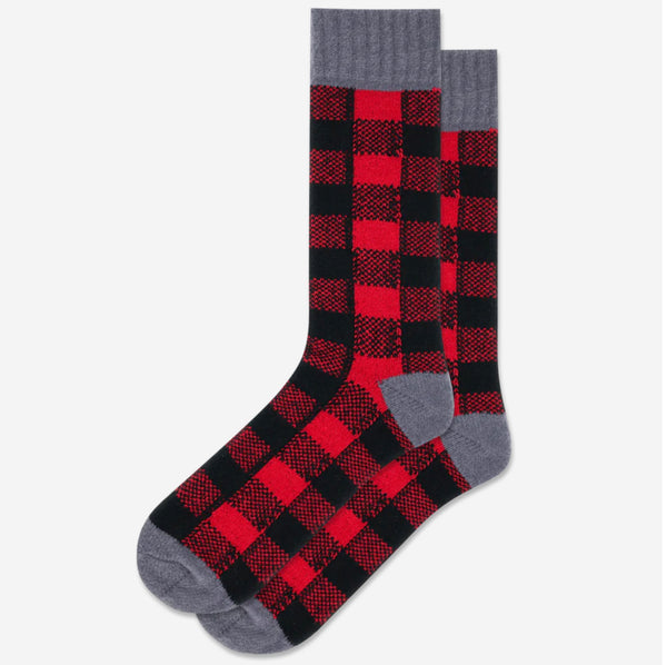 Men’s Buffalo Check Plaid Fuzzy Boot Socks - Jilly's Socks 'n Such
