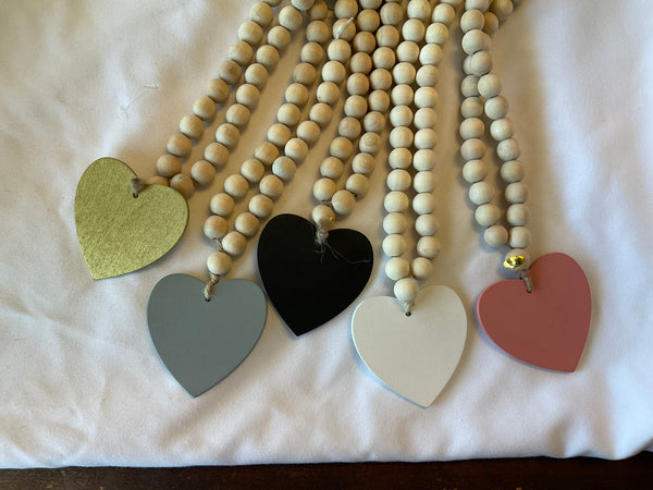 Wooden Hearts w/ Beads - Jilly's Socks 'n Such