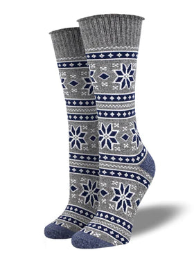 Unisex Winter Fairisle Socks - Blue/Charcoal