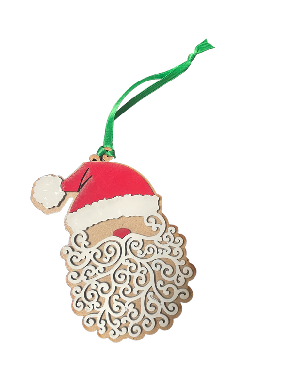 Santa Locally Made Laser-Cut Wooden Ornament - Jilly's Socks 'n Such