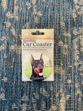 Dog Car Coasters - Doberman