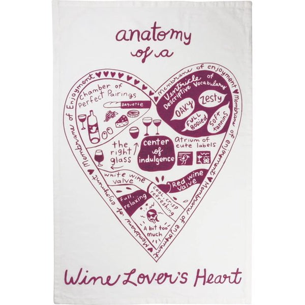 “Anatomy of a Wine Lover’s Heart” Kitchen Towel - Jilly's Socks 'n Such