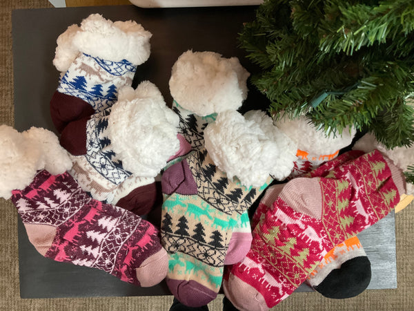 Women’s Sherpa lined Slipper Socks with grippers - Jilly's Socks 'n Such