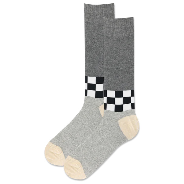 Men’s Black/White Checkered Strip Socks - Jilly's Socks 'n Such