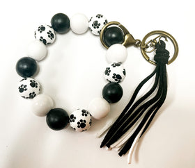 Wooden Paws Bead Bracelet Keychain